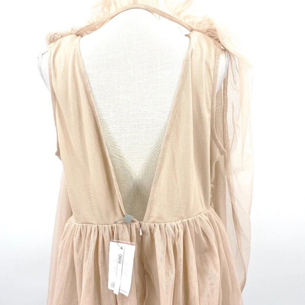 🌷ASOS🌷 Embellished Cape Plunge Tulle Mini Dress - Picture 15 of 16